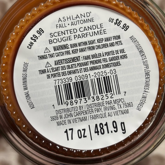 Ashland Sparkling Cider Fall Glass Jar Candle 17oz - Picture 3 of 3